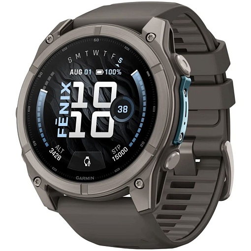 Часы Garmin fenix 9 – 47mm, Titanium with Pebble Grey Silicone Band 