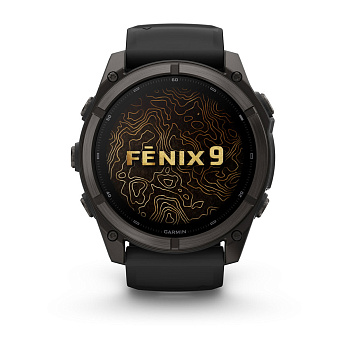 Часы Garmin fenix 9 – 51mm, Carbon Grey DLC Titanium with Black Silicone Band  
